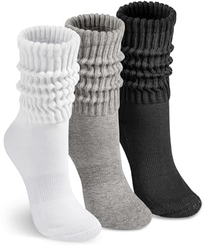 HONGTEYA Slouchy Crew Socks for Women Cozy Cotton Cushioned Boot Athletic Slouch Mid Calf Size 5-11