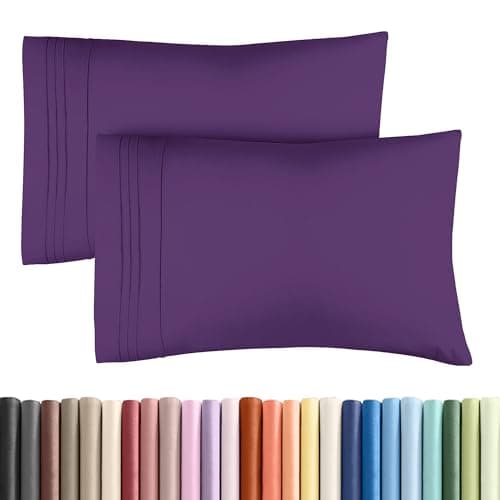 Standard Pillow Cases Set of 2 - Ultra-Soft Hotel Quality Pillowcase Covers - Comfy & Wrinkle Free - Stain and Fade Resistant - Machine Washable Pillow Protectors - 2 Piece Set - Standard Size Purple
