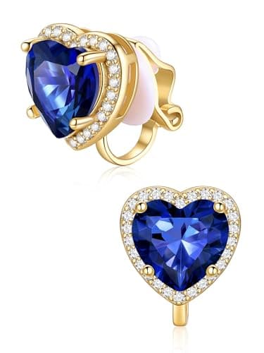 ChicSilver Blue Earrings for Women Sapphire Earrings for Women Hypoallergenic Gold Plated Clip On Earrings Women