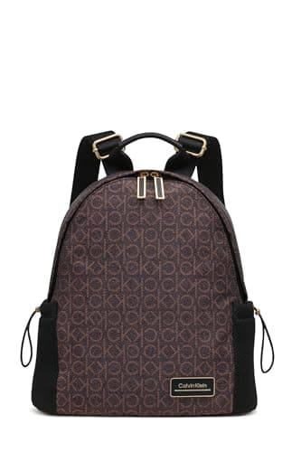 Calvin Klein Jessie Organizational Backpack, Brown/Khaki/Black, One Size