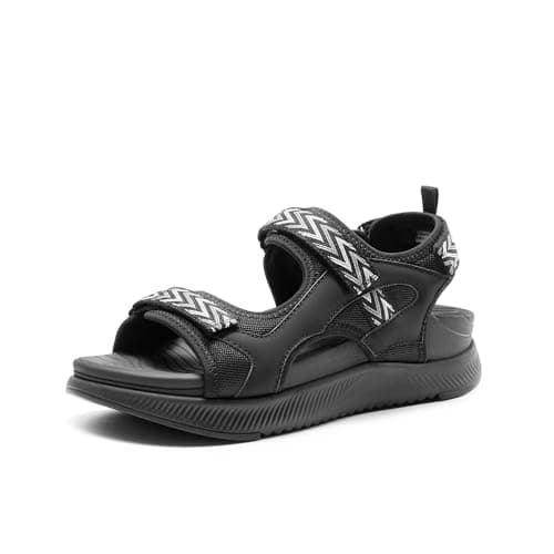 DREAM PAIRS Women's Walking Sandals Arch Support Orthopedic Recovery Hiking Sandals Thick Athletic Cushion Adjustable Strap for Plantar Fasciitis,Size 6,All Black,DWUMST2509