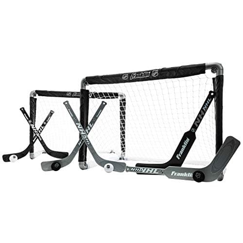 Franklin Sports NHL Mini Hockey Goal Set of 2 - Black - Includes Mini Hockey Goals, 4 Sticks, 2 Goalie Sticks, and 4 Foam Balls