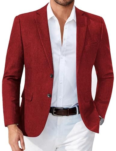 COOFANDY Mens Blazers and Sport Coats Lightweight Casual Sports Jackets Notched Lapel Suit Jacket, Red, S