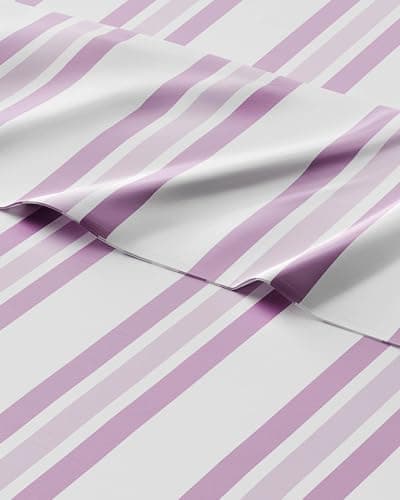 CGK Unlimited Kids Pink Stripes Full 4 Piece Sheet Set - Boys, Girls, Teens, Toddler - Easy Fit Deep Pockets - Soft, Cooling & Breathable Sheets - Cute, Cozy, Fade & Wrinkle Free - Machine Washable