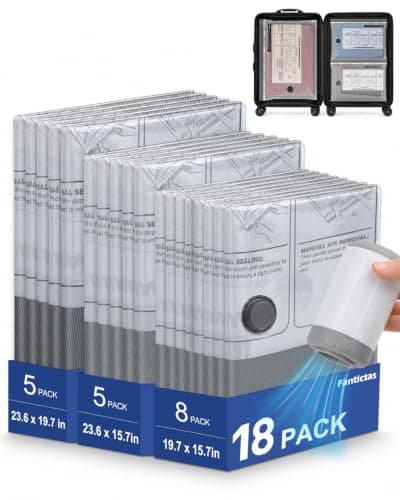 Fantictas Vacuum Storage Bags for Travel 18 Pack Seal Set Bags for Clothing