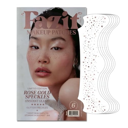 Fazit Rose Gold Speckles - Glitter Freckle Makeup Patches - Shimmering Faux Freckles & Body Glitter - Waterproof, Long-Lasting Instant Glamour for Festivals & Parties - 6 Temporary Patches Per Pack