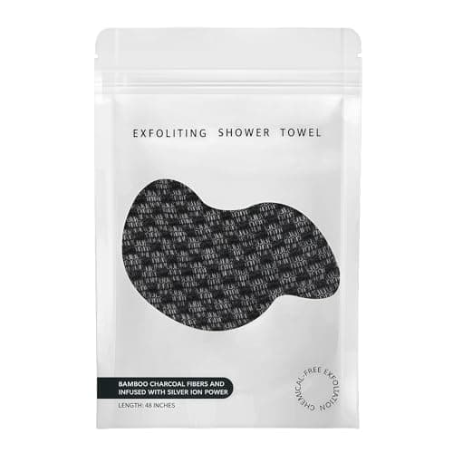Exfoliating Shower Towel 48",Premium Scrub Wash Cloth for Body Face, Exfoliating Washcloth for Men and Woman (Black1)