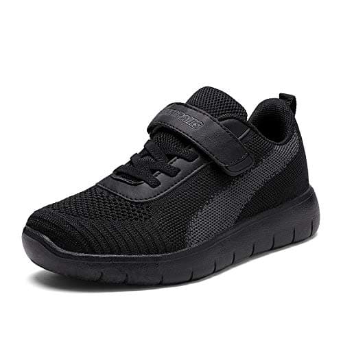 DREAM PAIRS Boys Girls Shoes Kids Tennis EZ-Ons MagicZips Athletic Running Walking Barefoot Zero Drop Sneakers,Size 8 Toddler,Black/Dark/Grey,Zoom-K