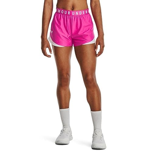 Under Armour Womens Play Up 3.0 Shorts, (654) Rebel Pink/White/White, XX-Large