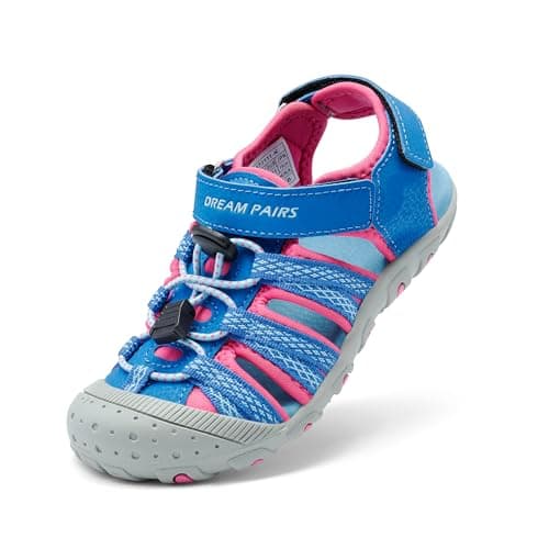 DREAM PAIRS Boys Girls Summer Outdoor Athletic Sport Sandals Hiking Beach Casual Closed Toe Adjustable Multicolor for Toddler/Little/Big Kids,Size 5 Toddler,Royal/Fuchsia,171111-K