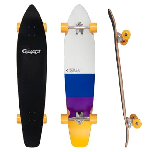 Nattork 44 Inch Cruiser Longboard Skateboard Complete 8 Ply Canadian Hard Maple for Commuting, Carving & Downhill Riding with T-Tool, Made for Adults, Teens and Kids