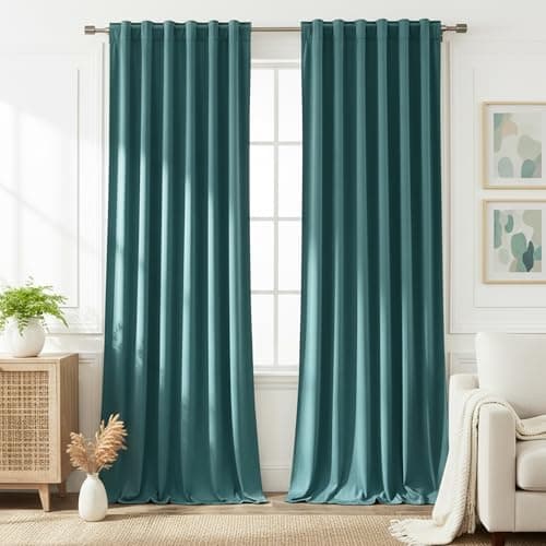 Timeper Satle Blue Velvet Blackout Curtains 52x84 inches, 2Pcs, Back Tab