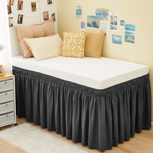 Dorm Room Bed Skirt Twin XL 22" Drop, College Split Corner Bedskirt, Grey
