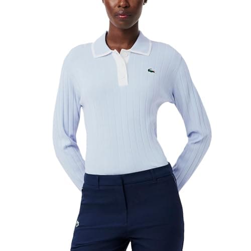 Lacoste Women's Sport Polo Collar Stretch Golf Sweater, Phoenix Blue/White, 4