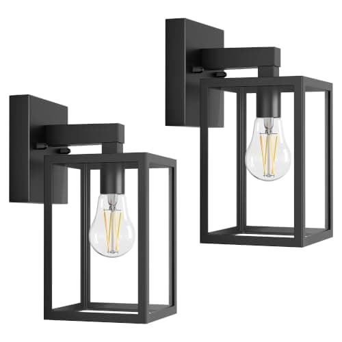 MATAMEYE Outdoor Wall Light Fixture, Black Porch Lights, 2 Pack
