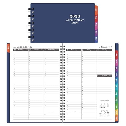 2026 Appointment Book/Planner - Weekly Appointment Book/Planner 2026, 6.4" x 8.5", January 2026 - December 2026, Monthly Tabs, 30-Minute Interval, Lay-Flat