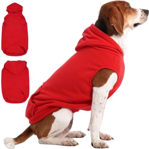 IECOii Dog Hoodie,Polar Fleece Dog Sweatshirt Fall Dogs Sweater with Hood,Warm Sweaters for Medium Dogs Boy Girl,Sleeveless Pet Hoodie Medium Size Winter Clothes for Pug,Jack Russell,Red,M