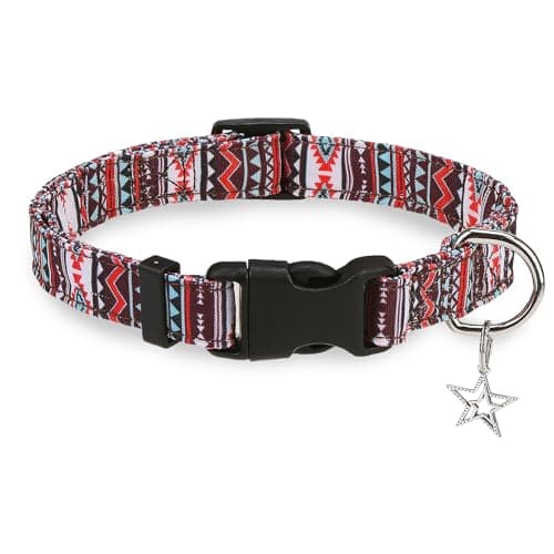 PUPTECK Tribal Style Dog Collar with Star Pendant, Adjustable Puppy Collar