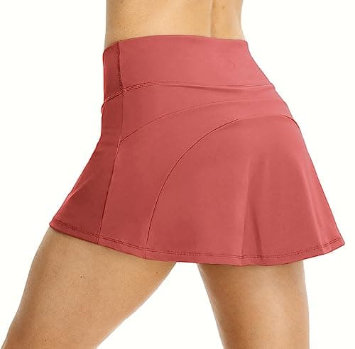 icyzone Athletic Tennis Skirts for Women with Pockets Shorts, Workout Running Golf Skorts (Burgundy,M)
