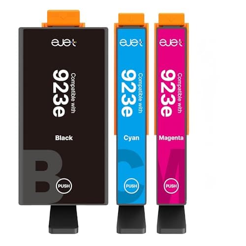 ejet Compatible Ink Replacement for HP 923 Ink Cartridges Compatible with HP 923XL Ink Cartridges Combo Pack Use with OfficeJet Pro 8130e 8120e 8135e 8125e 8138e 8139e, Black and Color 4 Pack