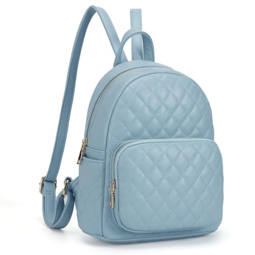 Quilted Small Backpack for Women PU Leather Casual Handbag Daypack Purse