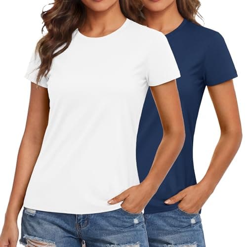 MAGCOMSEN 2 Pack Women Workout Top Short Sleeve UPF 50+ Sun Shirt Quick Dry