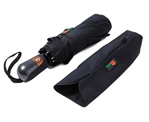 umenice Automaitc Travel Umbrella Windproof with 210t Fabric Black