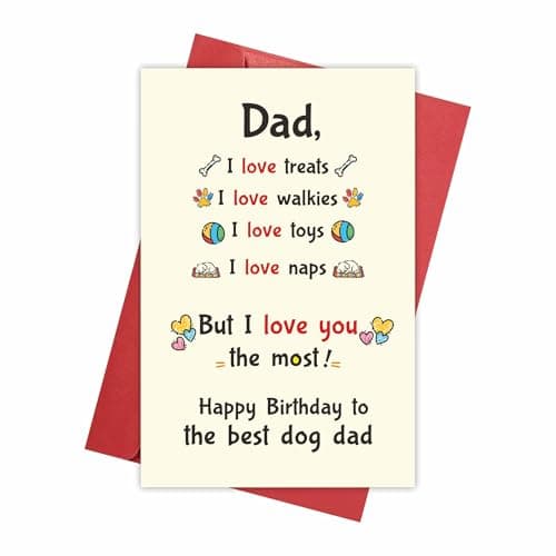 REENYOUNG Dog Dad Birthday Card, Best Dog Dad
