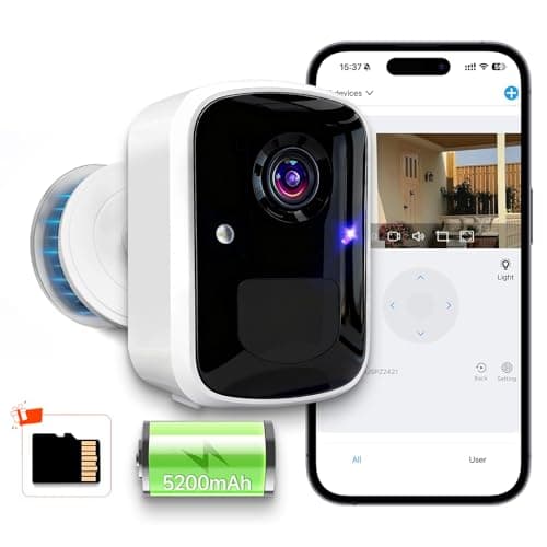 2026 Upgraded Wireless Security Camera, 5MP WiFi Battery Powered Camera for Home Security with AI Motion Detection, Spotlight, 2-Way Talk, Siren, IP65, Cloud&Up to 256G SD Storage( A sd Card Included)