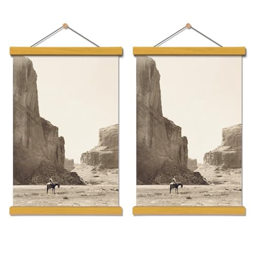 AuedCam Wooden Magnetic Poster Hangers 2-Pack, 16-Inch Artwork Display, Elegant Hanging Design for Large Artworks and Posters