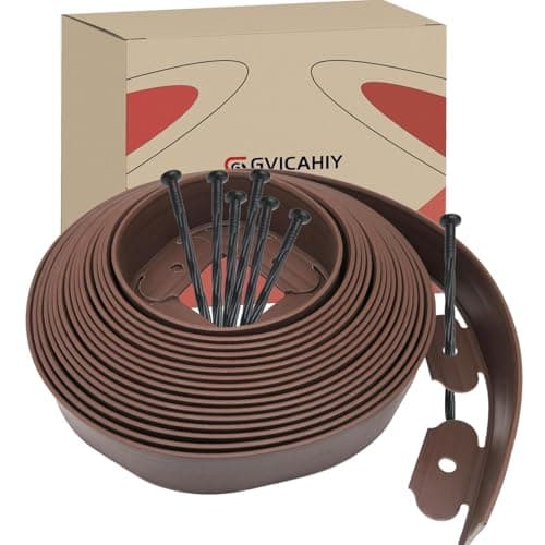 Landscape Edging, No Dig Garden Edging for Lawn Edging,Landscape Border Passway Border and Flower Bed Border (Plastic Stakes, Brown-33Feet-2in)