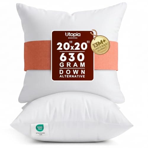 Utopia Bedding 20x20 Pillow Inserts, White Throw Pillows for Couch, 2 Pack
