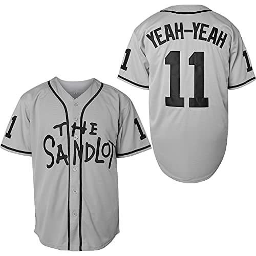The Sandlot Benny Jersey The Jet Rodriguez Michael Squints Palledorous Alan Yeah-Yeah McClennan Movie Baseball Jersey (11 Yeah-Yeah Grey, Medium)