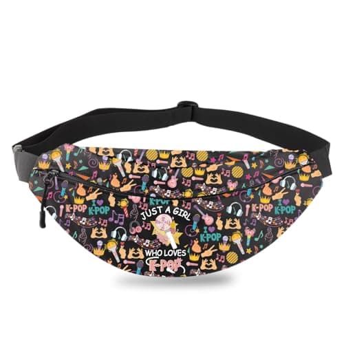BDPWSS Korean Drama Lover Gifts Korean Pop Fans Waist Fanny Pack Gift Just A Gil Who Loves K-Pop Crossbody Bag For Friend (Just loves pop FP)