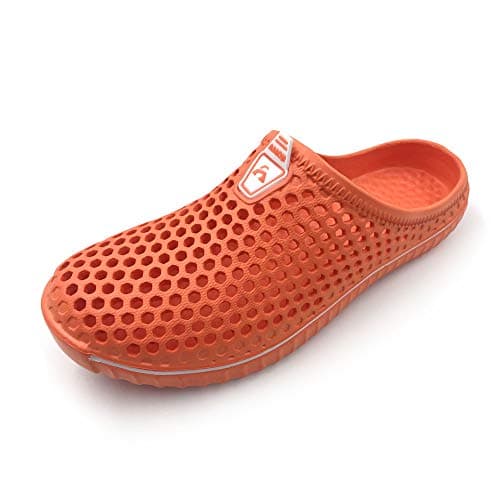 Amoji Garden Clogs Shoes Shower Sandals Yard Beach Plastic Rubber Summer 1702 Orange Size 8 Womenn/6 Men