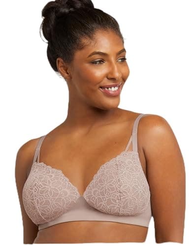 Maidenform Women's Wireless Bra, Pure Comfort Soft Support Wireless Longline Bra, Wirefree Comfortable Lace Bra Evening Blush