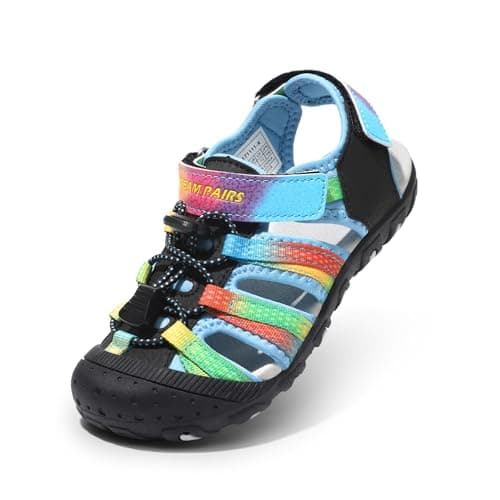 DREAM PAIRS Boys Girls Summer Outdoor Athletic Sport Sandals Hiking Beach Casual Closed Toe Adjustable Multicolor for Toddler/Little/Big Kids,Size 5 Toddler,Blue/Black,171111-K