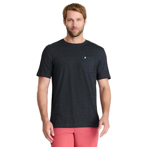 IZOD Men's Saltwater Soft Wash Pocket Crew T-Shirt, Black, Small