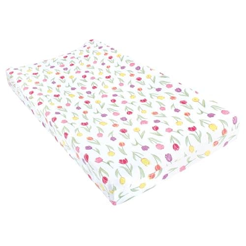 Hudson Baby Unisex Baby Changing Pad Cover, Spring Tulips, One Size