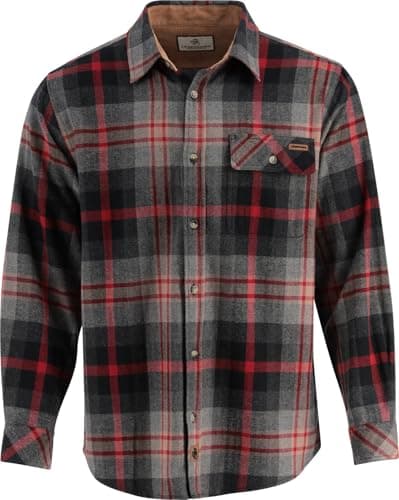 Legendary Whitetails Mens Long Sleeve Button Down 100% Cotton Flannel Shirt, Locomotive Plaid, Large Tall