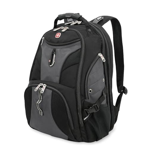 SWISSGEAR 1900 ScanSmart TSA Laptop Backpack Fits 17 Inch Laptop with RFID Protection and Tablet Pocket, Grey/Black, 19-Inch
