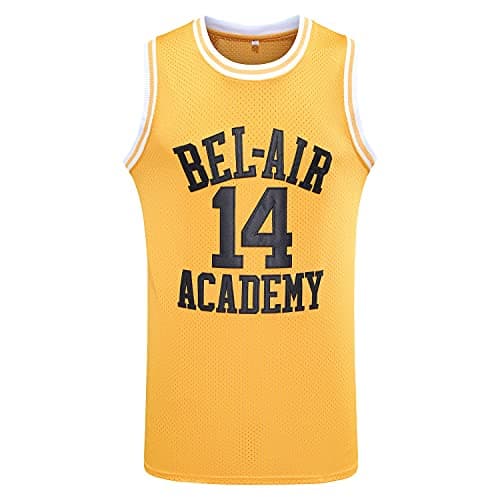 JKNAKN The Fresh Prince of Bel Air 25 Carlton Banks Basketball Jersey,90s Hip Hop Clothes for Party Men (Medium, 14 Yellow)