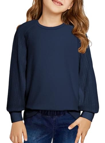 blibean Tween Girls Fall Sweatshirt Little Kids Spring Sweat Shirts Girl Athletic Pullover Tops Clothes Age 8T-9T (Size 8-9 Years) Navy Blue