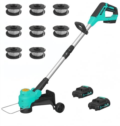 Garvee String Trimmer Cordless - Weed Wacker Battery Powered Electric Weed Trimmer with 2x2.0Ah Batteries, 12" Grass Cutter Auto Line Feed, Lawn Trimmer with 8 Pcs Spools, Lightweight Edger Lawn Tool