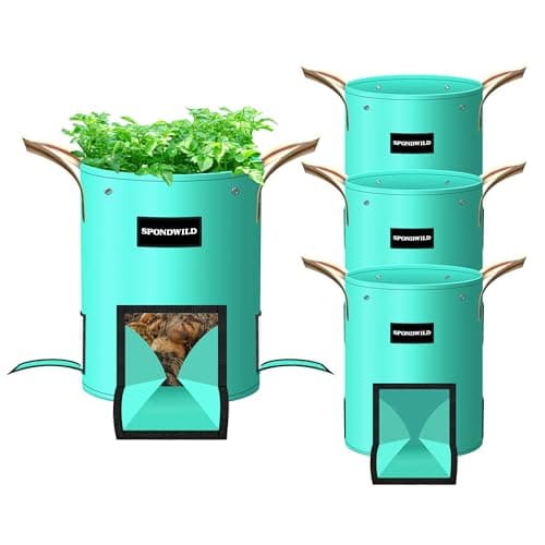 SPONDWILD 4 Pcs 15 Gallon Potato Grow Bags with Harvest, Breathable Window