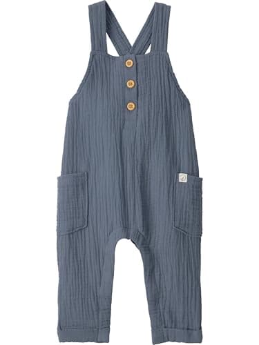 Little Planet by Carter's Neutral Organic Cotton Gauze Overall Jumpsuit, Coastal Blue, 18M
