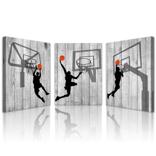 Lapremoly Canvas Wall Art For Living Room Wall Decorations For Bedroom Boy's Room Decor Black And White Pictures Sport Play Basketball Wall Paintings Office Prints Artwork Modern Home Decor 3 Piece