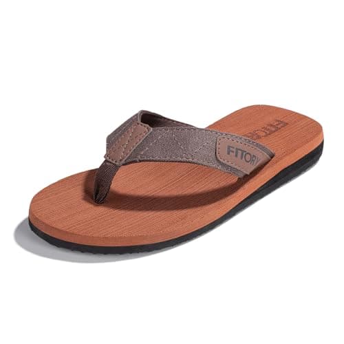 FITORY Men's Flip-Flops, Thongs Sandals Comfort Slippers for Beach Reddish Brown Size 11
