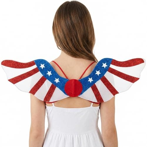 2 Pcs Independence Day Wings, Foldable Metal 4th of July Wings for Kids