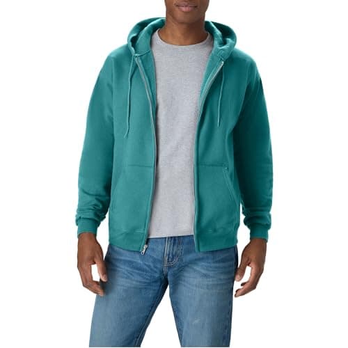 Hanes, EcoSmart Fleece Full-Zip Hoodie for Men, Hooded Sweatshirt, SPANISH MOSS, SMALL